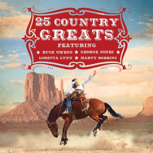 CD cover: "25 Country Greats" with cowboy on horseback, desert backdrop.
