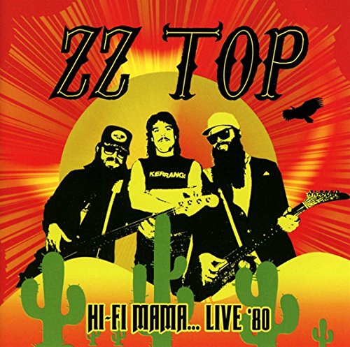 ZZ Top album cover: three musicians with guitars and cacti.