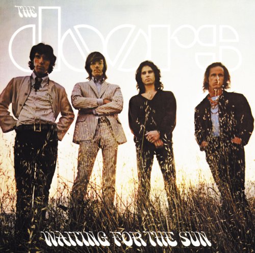 "CD album cover featuring The Doors standing in a field, 'Waiting for the Sun'."