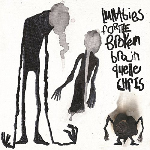 Vinyl album cover with abstract figures and text "Lullabies for the Broken Brain" in black.