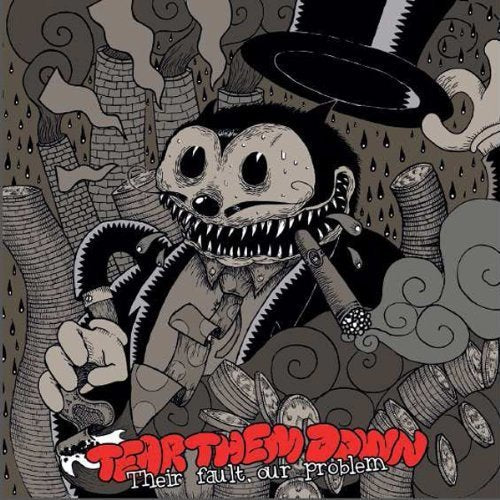 Dark cartoon illustration of a menacing figure with a cigar and text.
