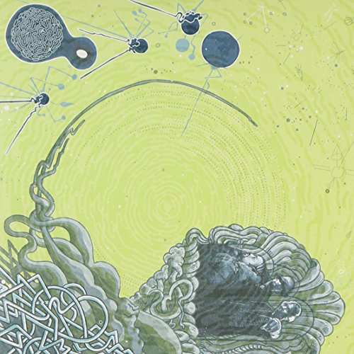 "Album cover art featuring abstract, green and blue illustration with celestial and organic elements."