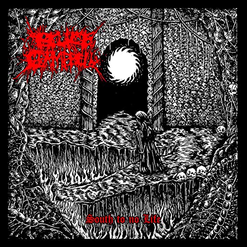 Black and white album cover depicting a figure before a swirling portal.