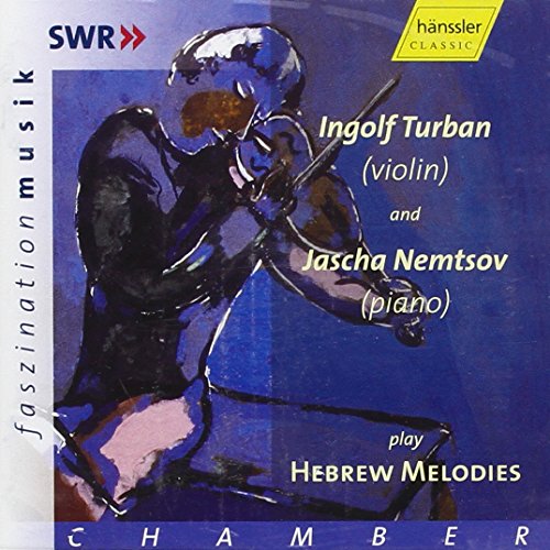 CD cover: violinist playing, blue background, text "HEBREW MELODIES".