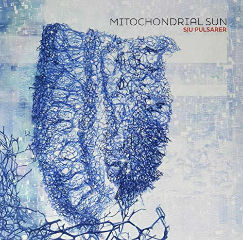 Album cover for Mitochondrial Sun - Sju Pulsarer, blue abstract face.