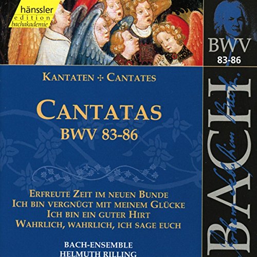 CD cover for Bach cantatas, featuring Renaissance-style angel painting.