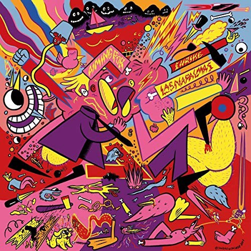 A colorful, abstract album cover with cartoonish figures and chaotic, vibrant illustrations.