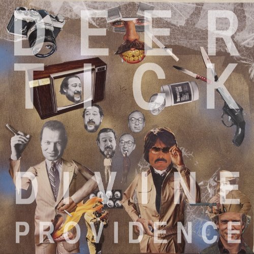 Collage album cover for Deer Tick’s “Divine Providence” featuring portraits and objects.