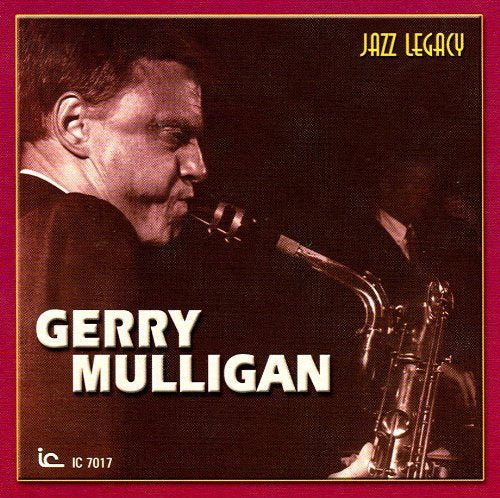 Gerry Mulligan album cover featuring a man playing a saxophone into a microphone.