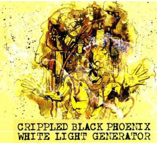 The image shows a yellow-toned album cover with abstract art and black text.