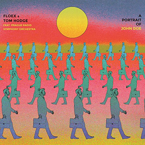Album cover with silhouetted men walking, gradient background, and yellow sun.