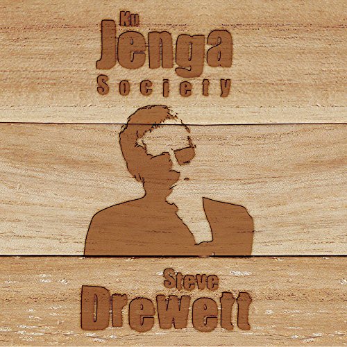 Wooden CD cover with engraved text "Kujenga Society" and portrait of Steve Drewett.