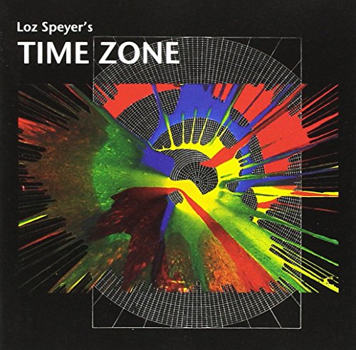 "Album cover with abstract, multicolored design on black background, titled 'Loz Speyer's Time Zone'."