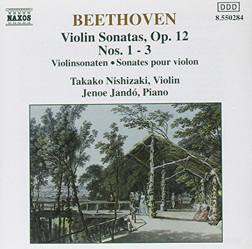 CD cover for Beethoven violin sonatas by Nishizaki and Jandó, with landscape.