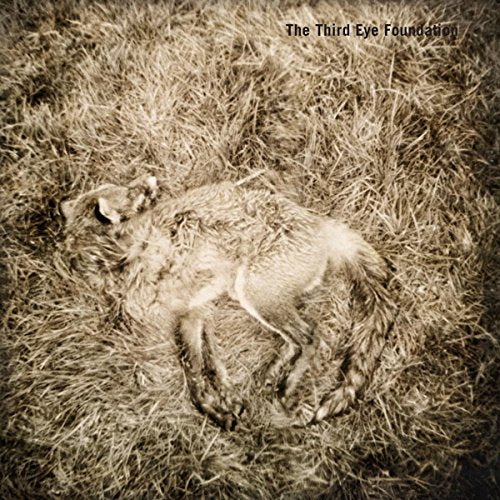 Vinyl album cover: a lamb lying in dry grass, sepia tone.
