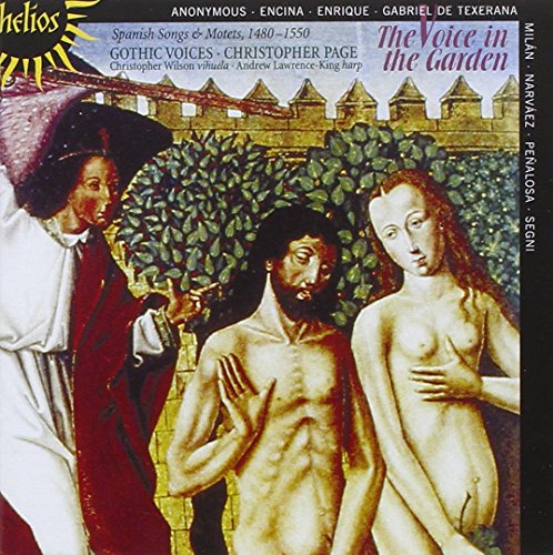 CD cover featuring a medieval painting of three figures in a garden.