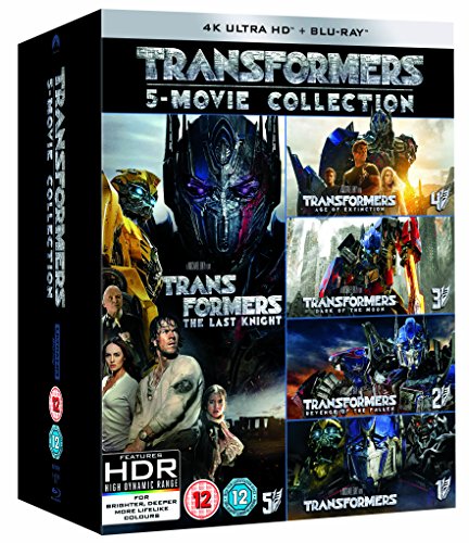 "Transformers Blu-ray cover featuring Optimus Prime wielding a sword, with red and blue armor."