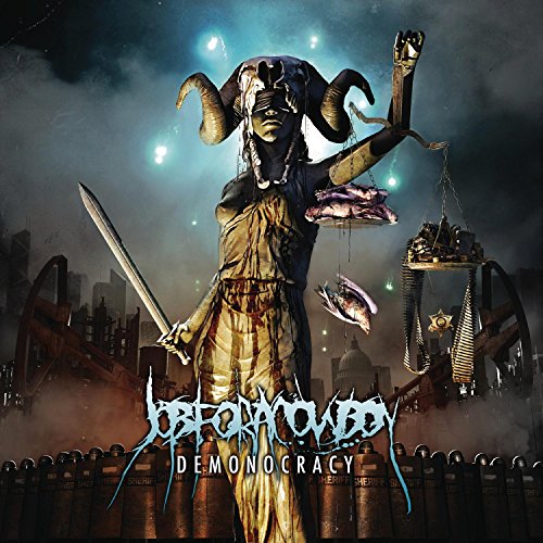 "CD cover art featuring a horned figure holding a sword, with 'Job for a Cowboy' and 'Demonocracy' text."
