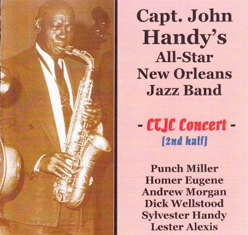 CD cover featuring a man playing saxophone, with text on a pink background.