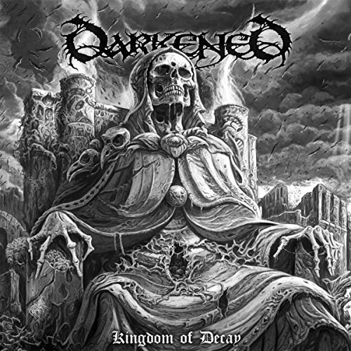 Black and white album cover depicting a skeletal figure on a throne.