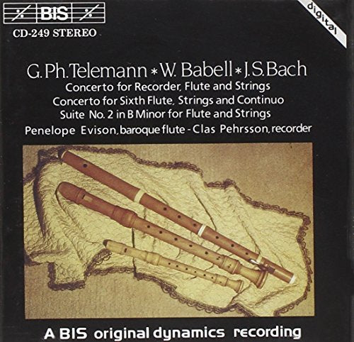"CD cover with three wooden flutes on a cloth, black background, white text."
