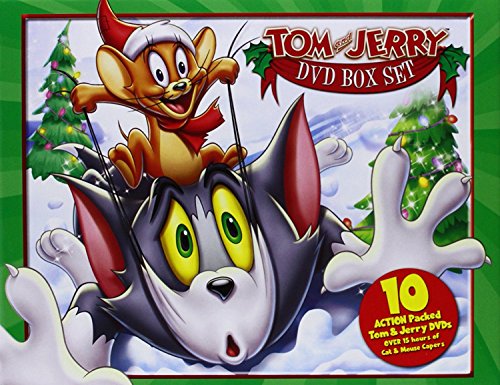 "Tom and Jerry DVD box set cover featuring cartoon cat and mouse on snowy background."