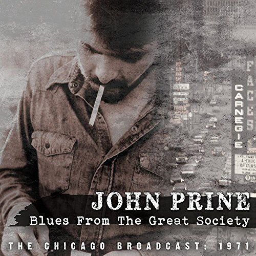 John Prine album cover: man with cigarette, cityscape, and text overlay.