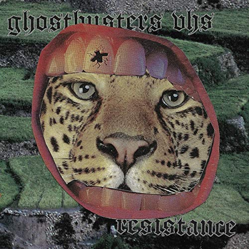 Album cover: leopard face emerging from a VHS tape, insect above.