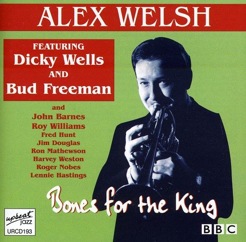 "CD cover with a man playing trumpet, green background, and red banner with white text."