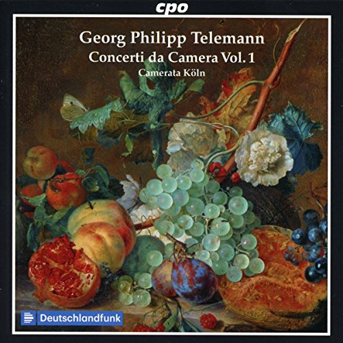 CD cover: still life painting of fruit and flowers, Telemann music.