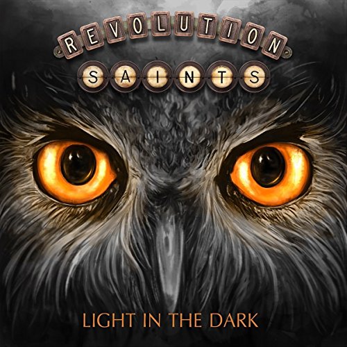 "Album cover featuring an owl's face with glowing orange eyes and dark feathers."