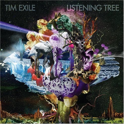 Surreal collage album art featuring a central tree structure against a starry space background.