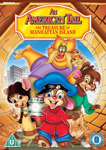 "An American Tail: The Treasure of Manhattan Island" DVD cover featuring animated mice characters.