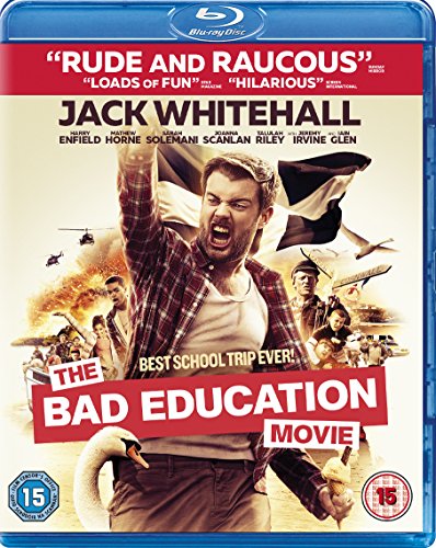 Blu-ray cover for "The Bad Education Movie" featuring Jack Whitehall.