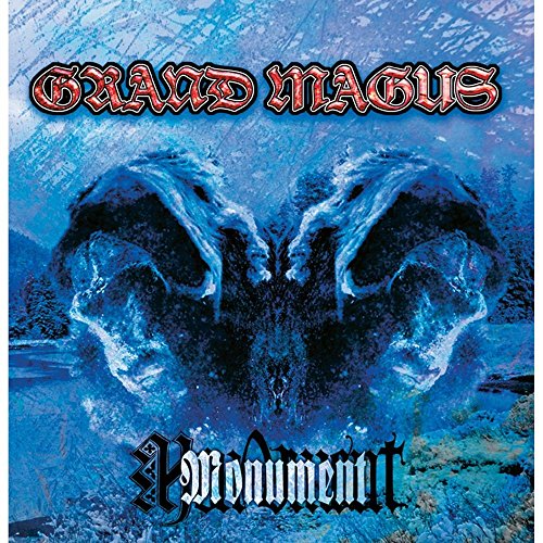 Album cover featuring two mirrored, icy blue figures and the text Grand Magus Monument.