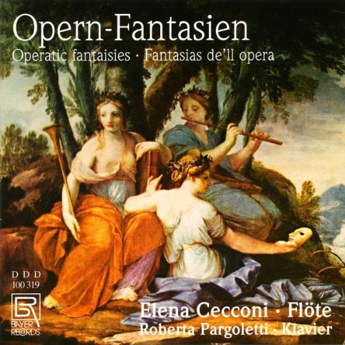 "CD cover art featuring a painting of three women playing musical instruments outdoors."