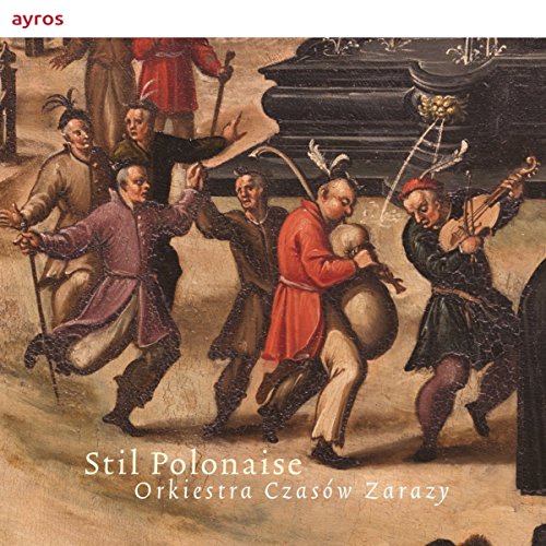 "CD cover featuring a medieval painting of men dancing and playing instruments, with text."