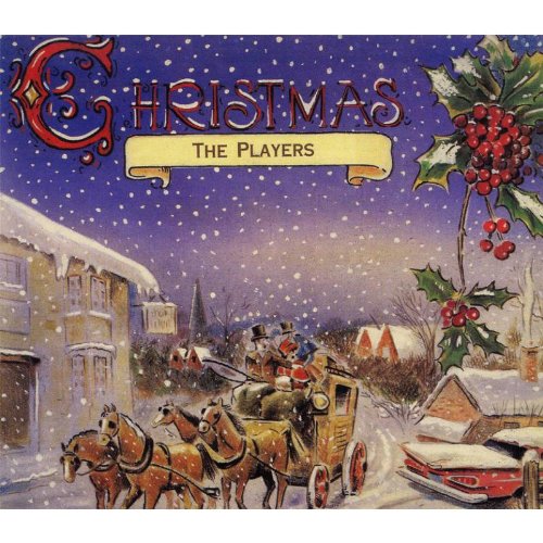 "Christmas album cover featuring a horse-drawn carriage in a snowy village scene."