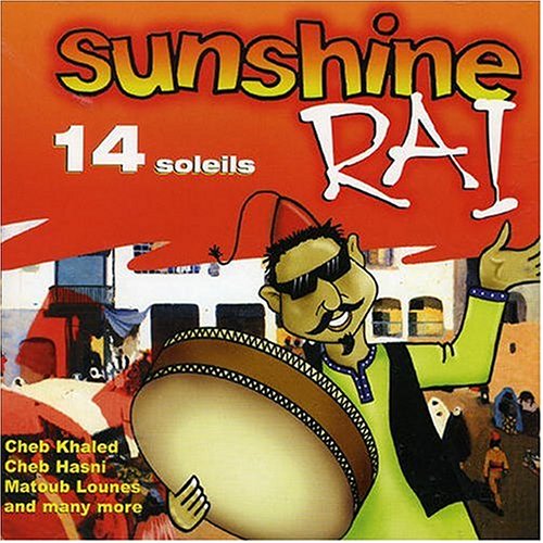 CD cover for “Sunshine Rai” featuring a cartoon man playing a drum.
