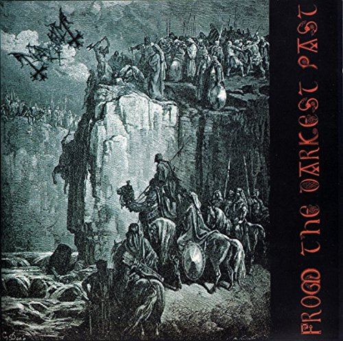 Vintage-style illustration of figures on a cliff, dark and dramatic.