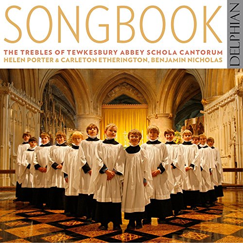 "Album cover featuring a choir in white robes in a church."