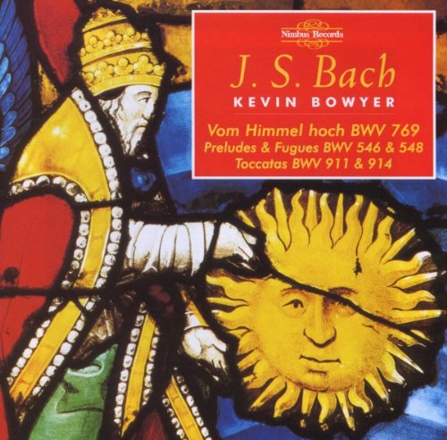 A stained-glass image of a man and sun on a CD cover.