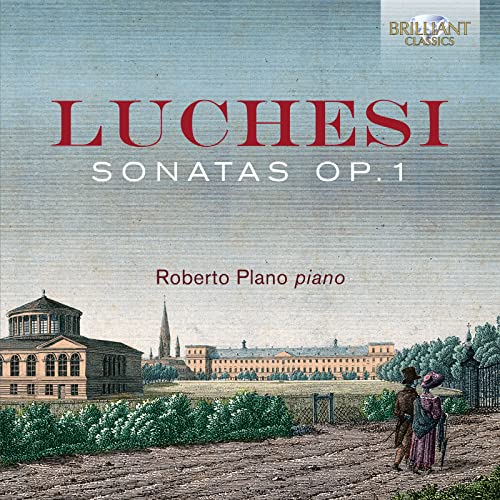 CD cover for Andrea Luchesi’s Sonatas Op.1, with a landscape painting.