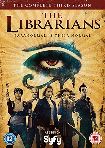 DVD cover for "The Librarians" season 3, featuring five characters and an eye.