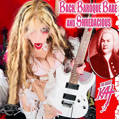 Great Kat album cover featuring a guitarist and portrait of Bach.