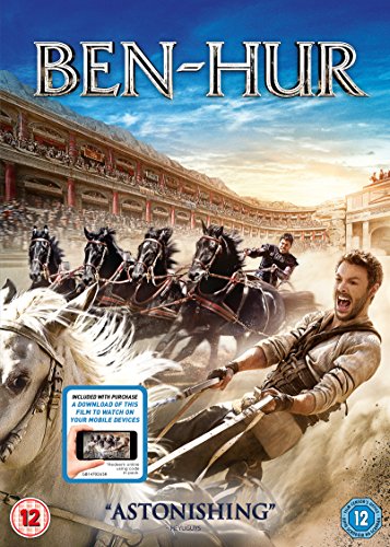 Ben-Hur DVD cover featuring a chariot race with horses and drivers.