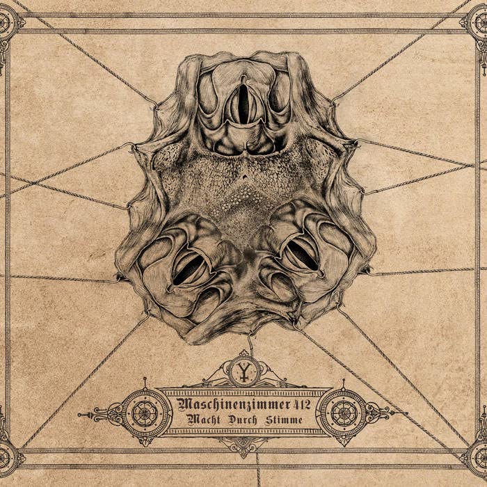 CD cover with detailed, dark sketch of a skull-like, geometric design.