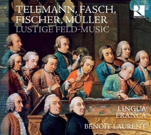 "CD cover featuring a group of men in 18th-century attire playing musical instruments."