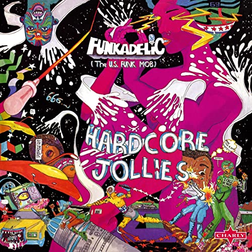 Funkadelic "Hardcore Jollies" CD cover: psychedelic, colorful collage with text.
