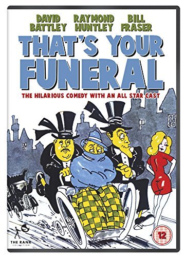 DVD case cover for "That's Your Funeral" with cartoon characters and actors' names.